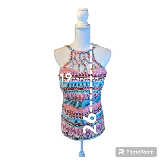 CATALINA Womans TANKINI Swim Top Lattice STRIPE Adjustable - Picture 7 of 12